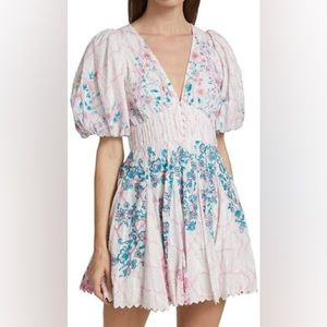 NWOT Hemant & Nandita Cotton Dobby Floral Mini Dress